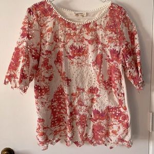 Anthropologie printed eyelet Blouse